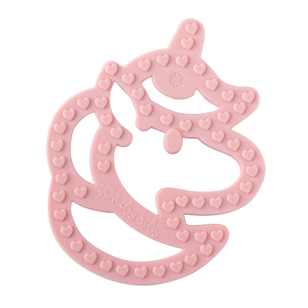 Chew Crew Silicone Teether, Pink Unicorn