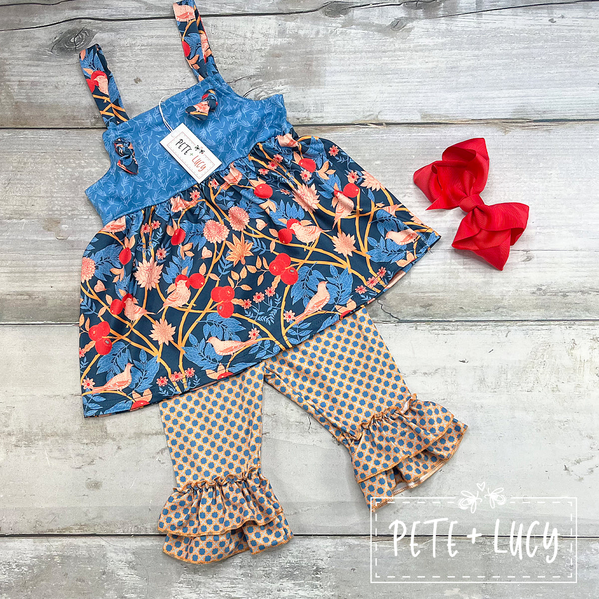 Tangerine Birds Capri Set