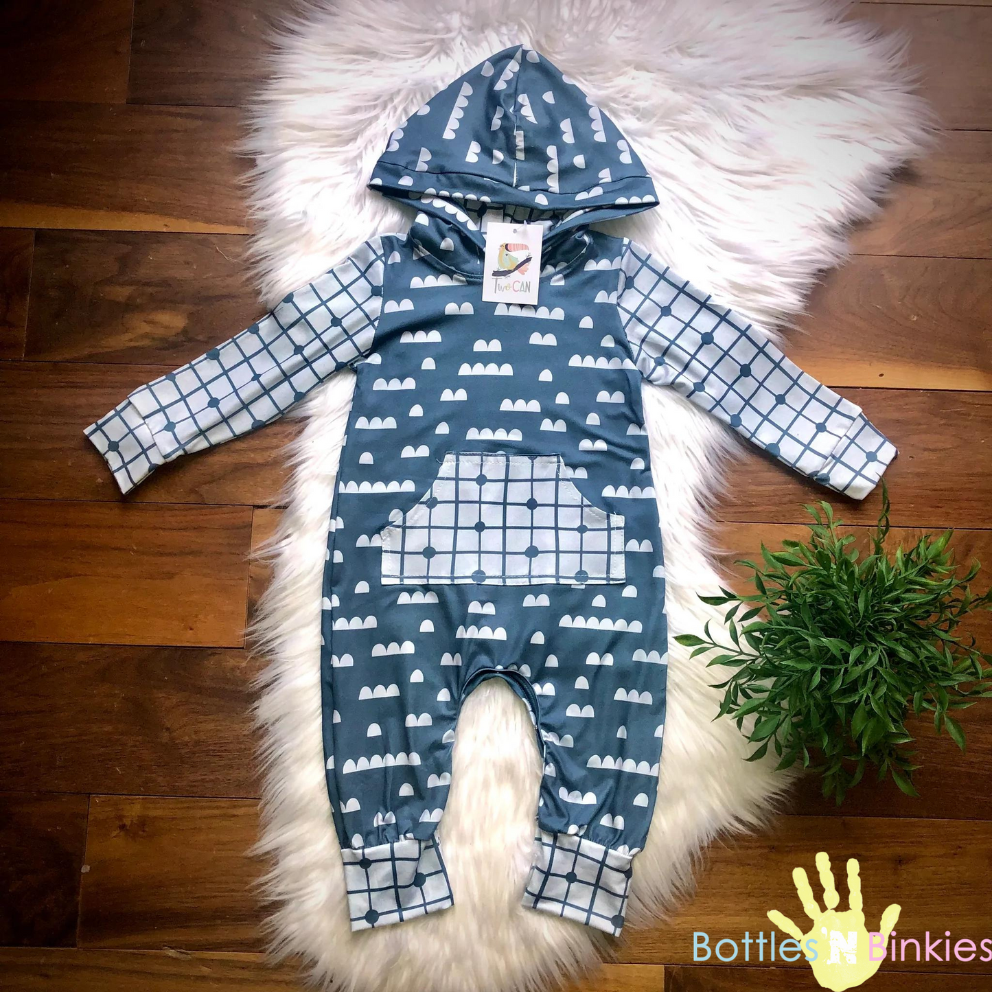 Grey Clouds Hooded Romper