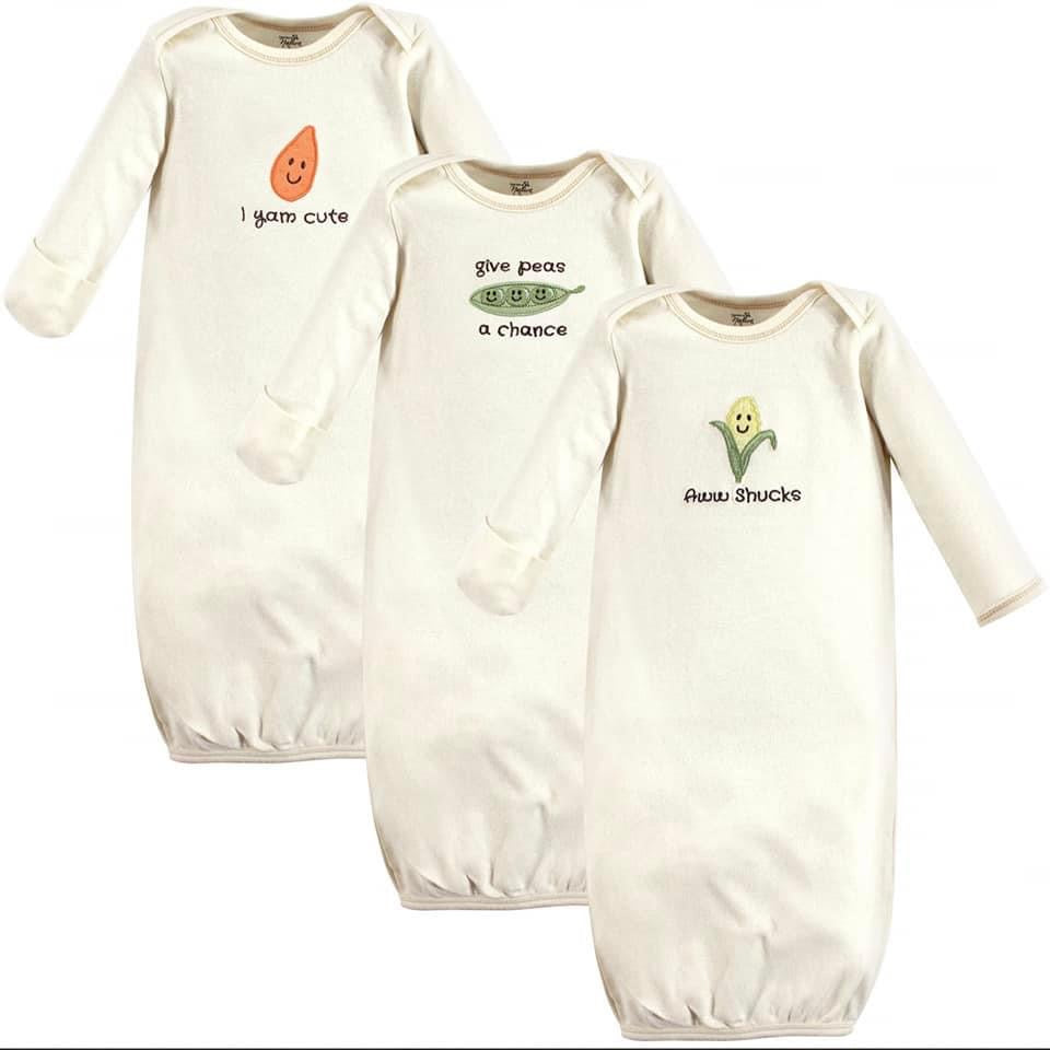 Organic gowns, 3 pack