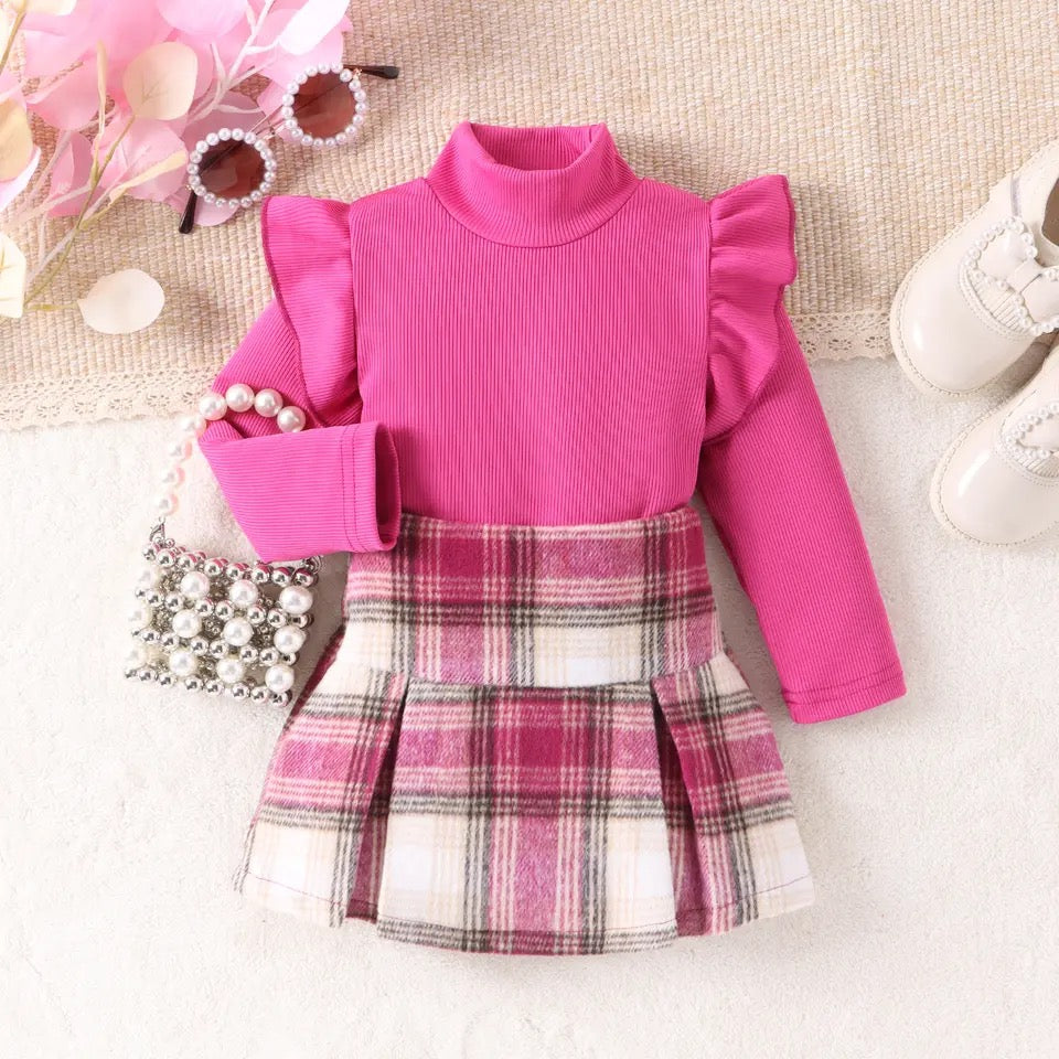 Pre-Order: Pretty in Pink Plaid Skirt Set (arrives early October)