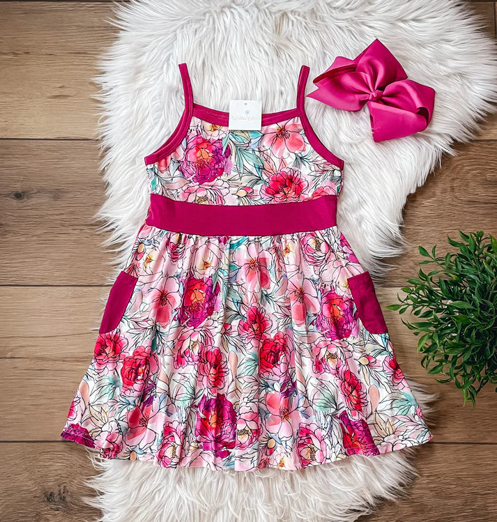 Watercolor Roses Tank Dress