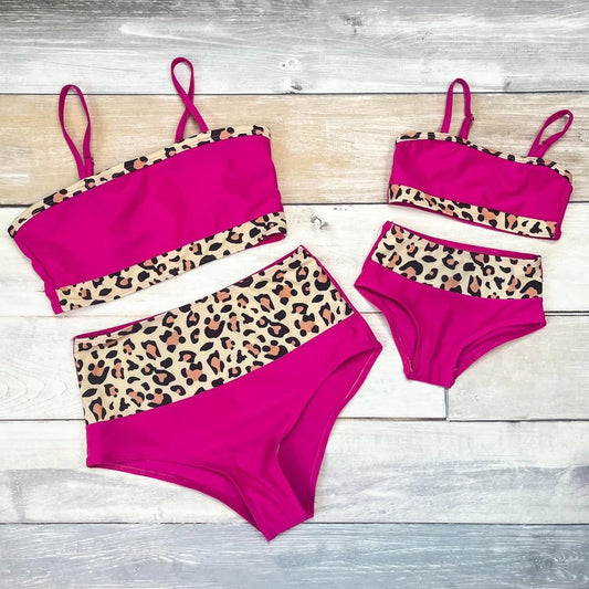 Girls Swimsuit, pink leopard