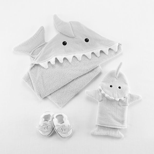 Let the Fin Begin Shark Bath Gift Set for Baby, gray