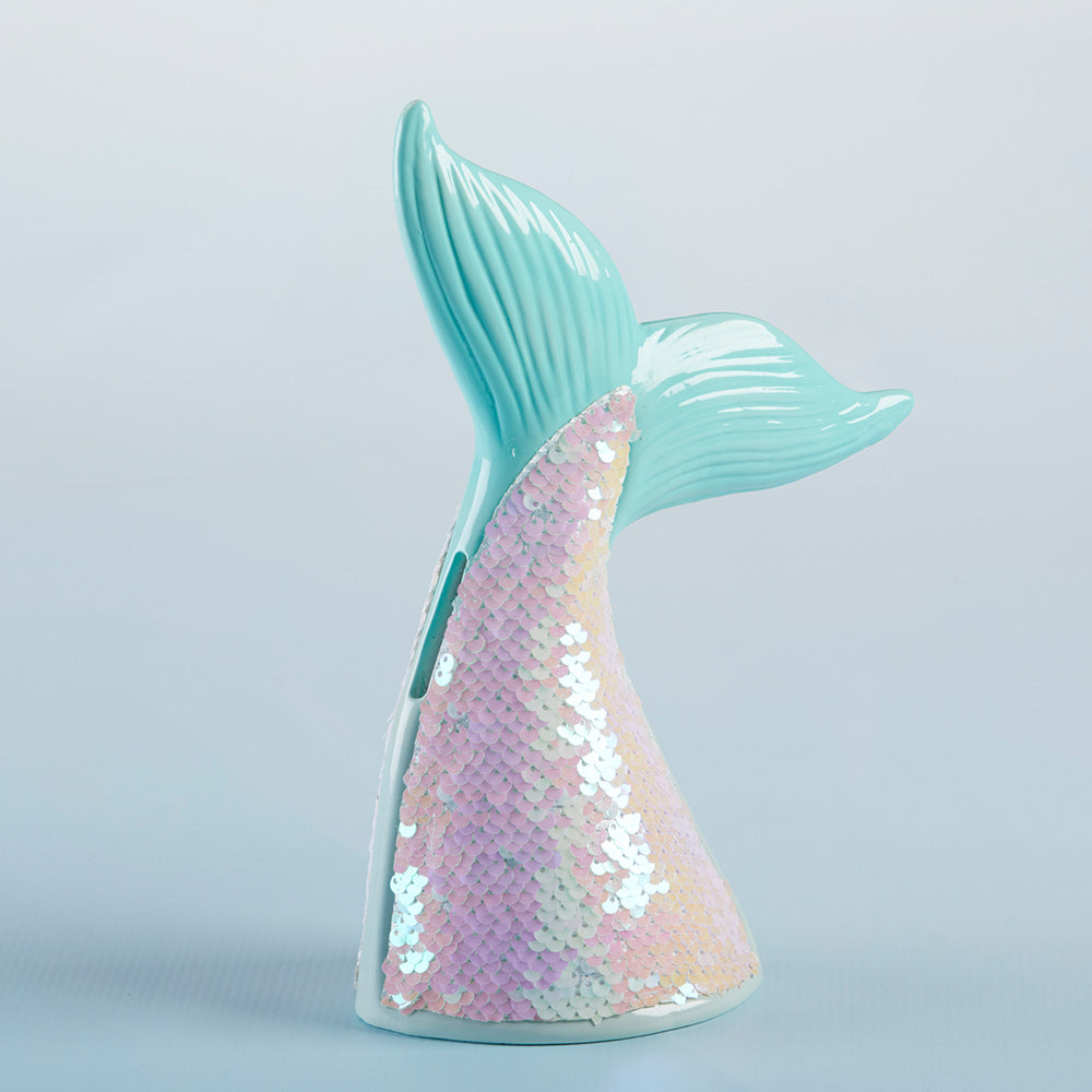 Mermaid Tail Sequined Ceramic Bank