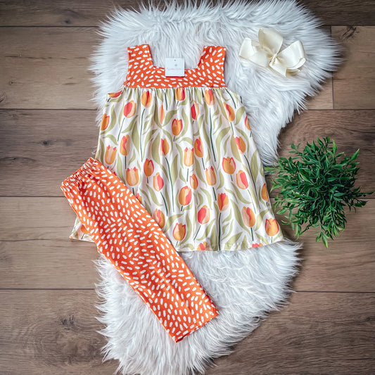 Orange Tulip Capri Set