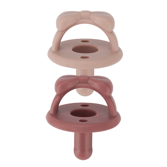 Sweetie Soothers Pacifier Set, Clay and Rosewood Bows