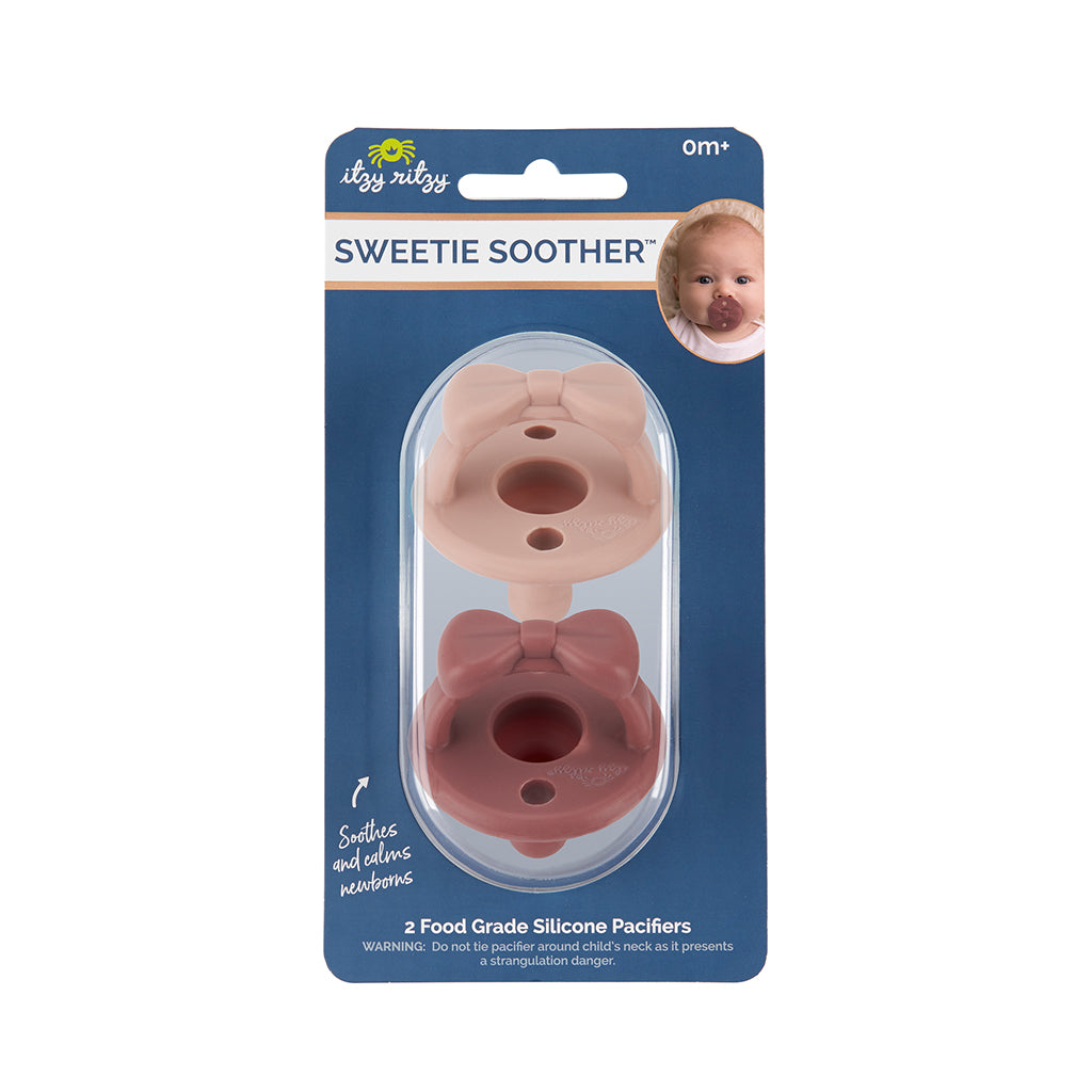 Sweetie Soothers Pacifier Set, Clay and Rosewood Bows