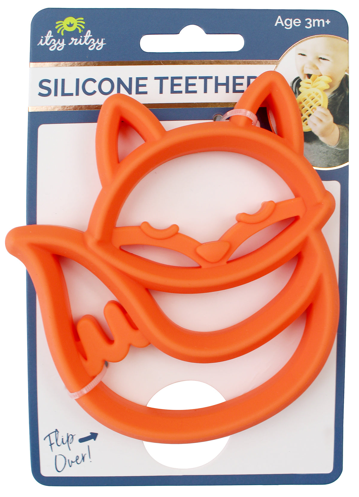 Chew Crew Silicone Teether, Orange Fox