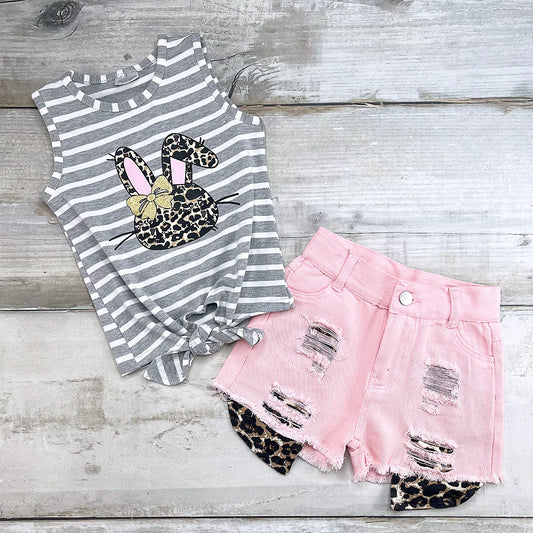 Wild Bunny Denim Short Set